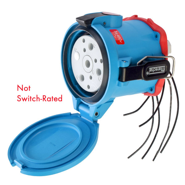 63-94043-976-352 - DSN150 RECEPTACLE POLY BLUE SIZE 5 TYPE 4X IP 69 3P+G 150A 480 VAC 60 Hz +6 AUX STRAIGHT INSERTION